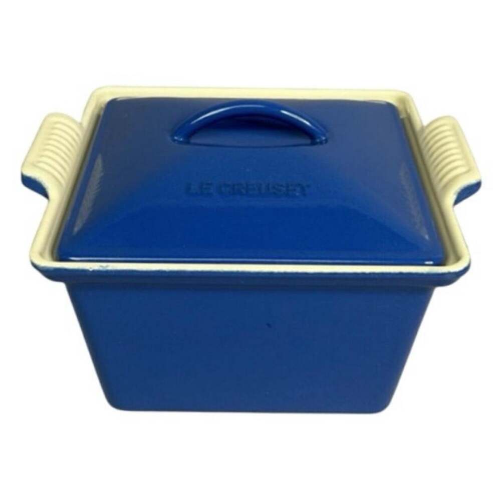 Le Creuset Enameled Square Casserole Dish Cast Iron Vintage New Condition